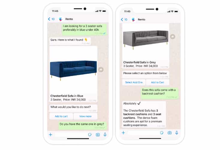Shopping experience on WhatsApp Commerce
